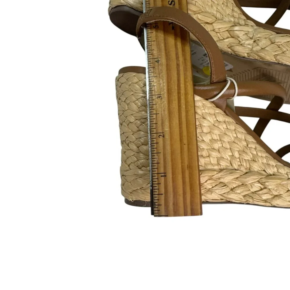 Sanctuary Tan Leather Strappy Wedge Sandals Size 8.5M | NWT $129 | Wedge Heels